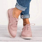 Damen Brogue Oxford Schuhe Wildleder Schnürschuhe Komfortabel Elegant — Main Image