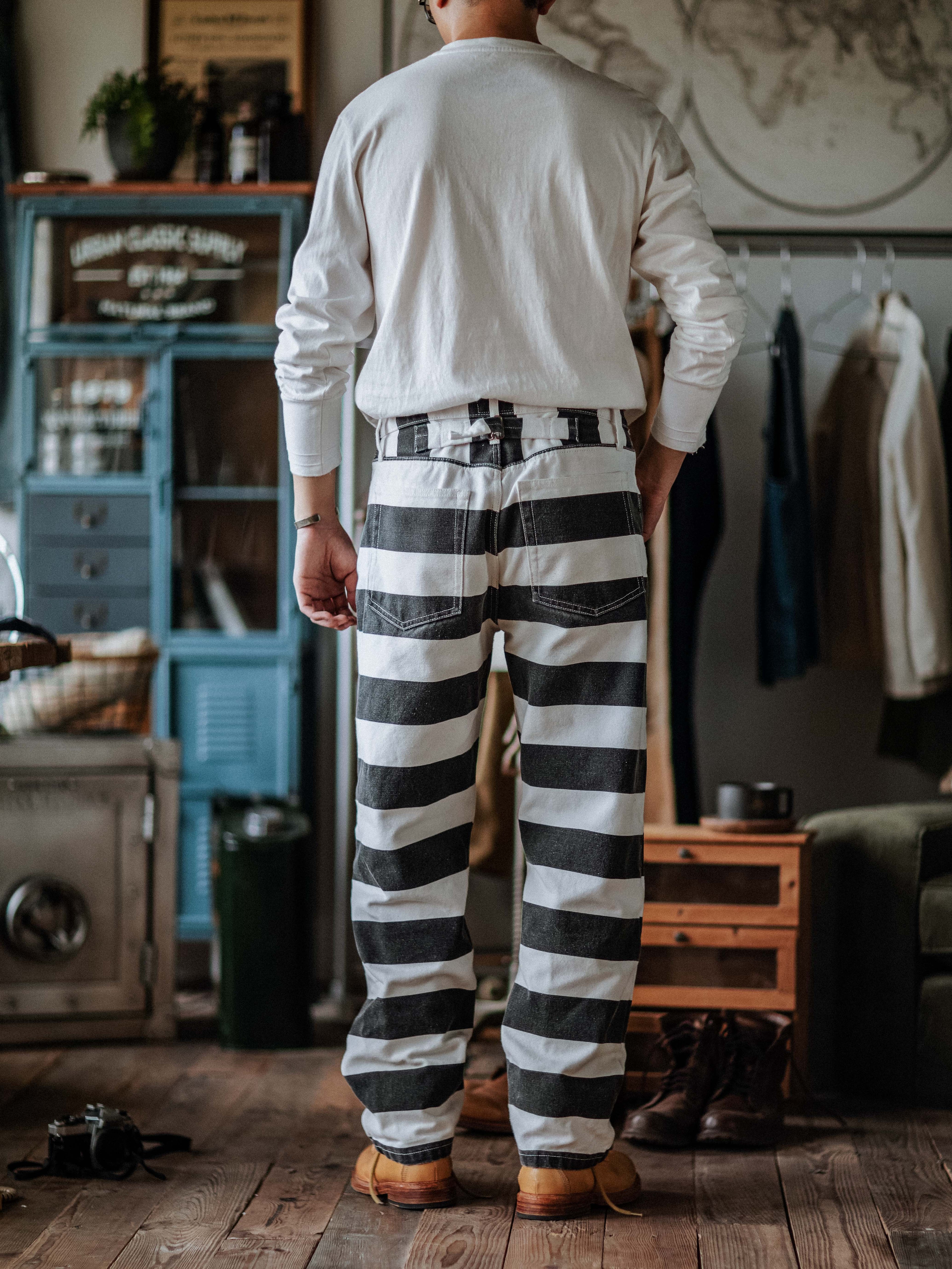 Jesolice Vintage Hose | Breite Gestreifte Canvas Baumwolle, Strapazierfähig und Stilvoll 16 oz.