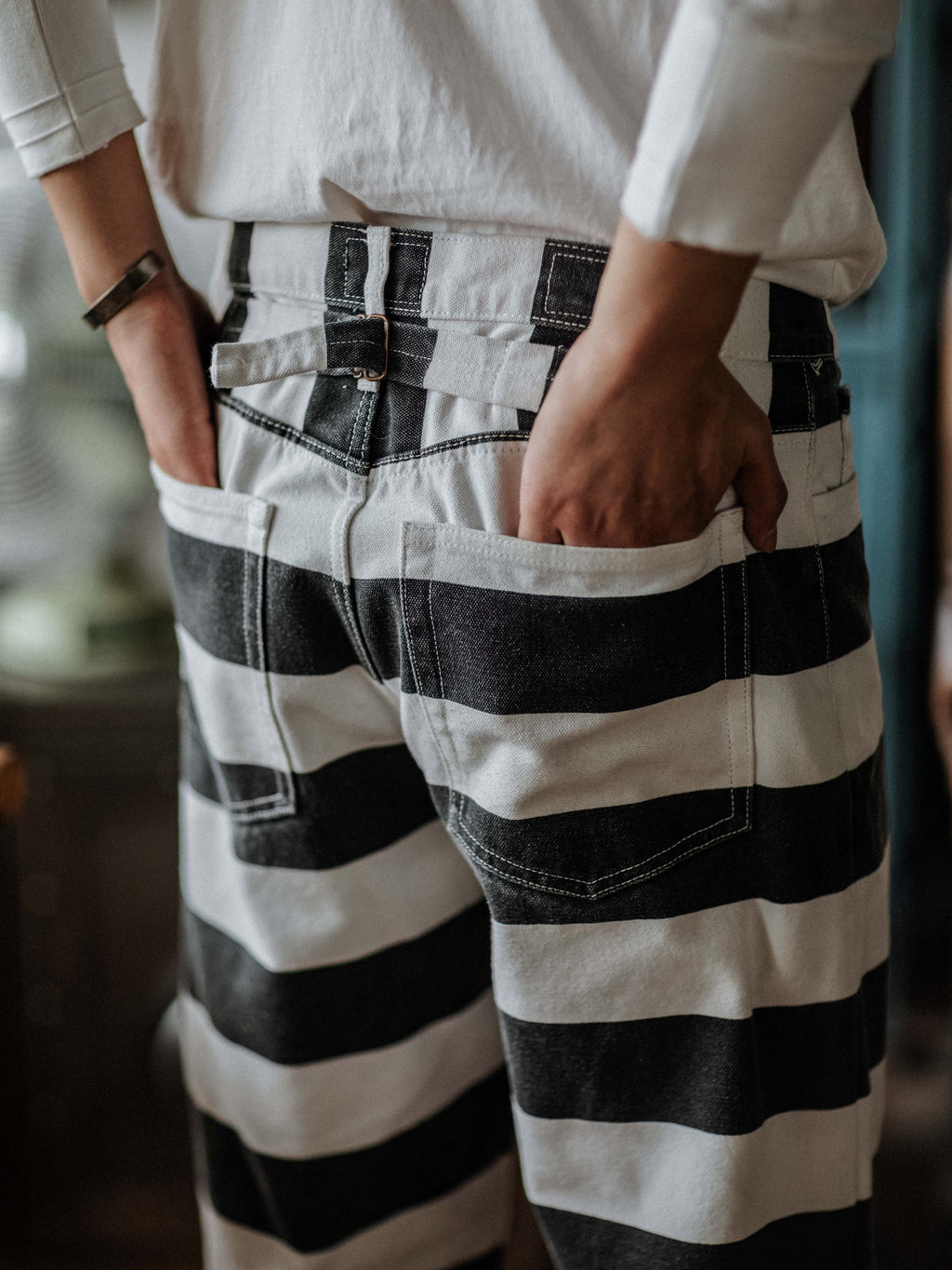 Jesolice Vintage Hose | Breite Gestreifte Canvas Baumwolle, Strapazierfähig und Stilvoll 16 oz.