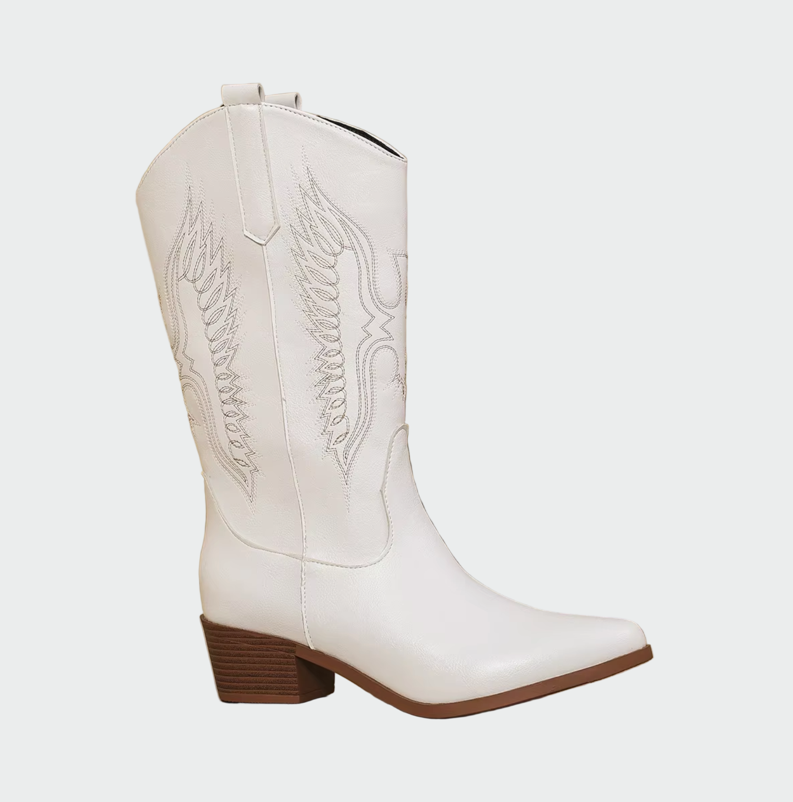 Damen Cowboy Stiefel Leder Stickerei Schwarz Braun Weiß Western — Image 5
