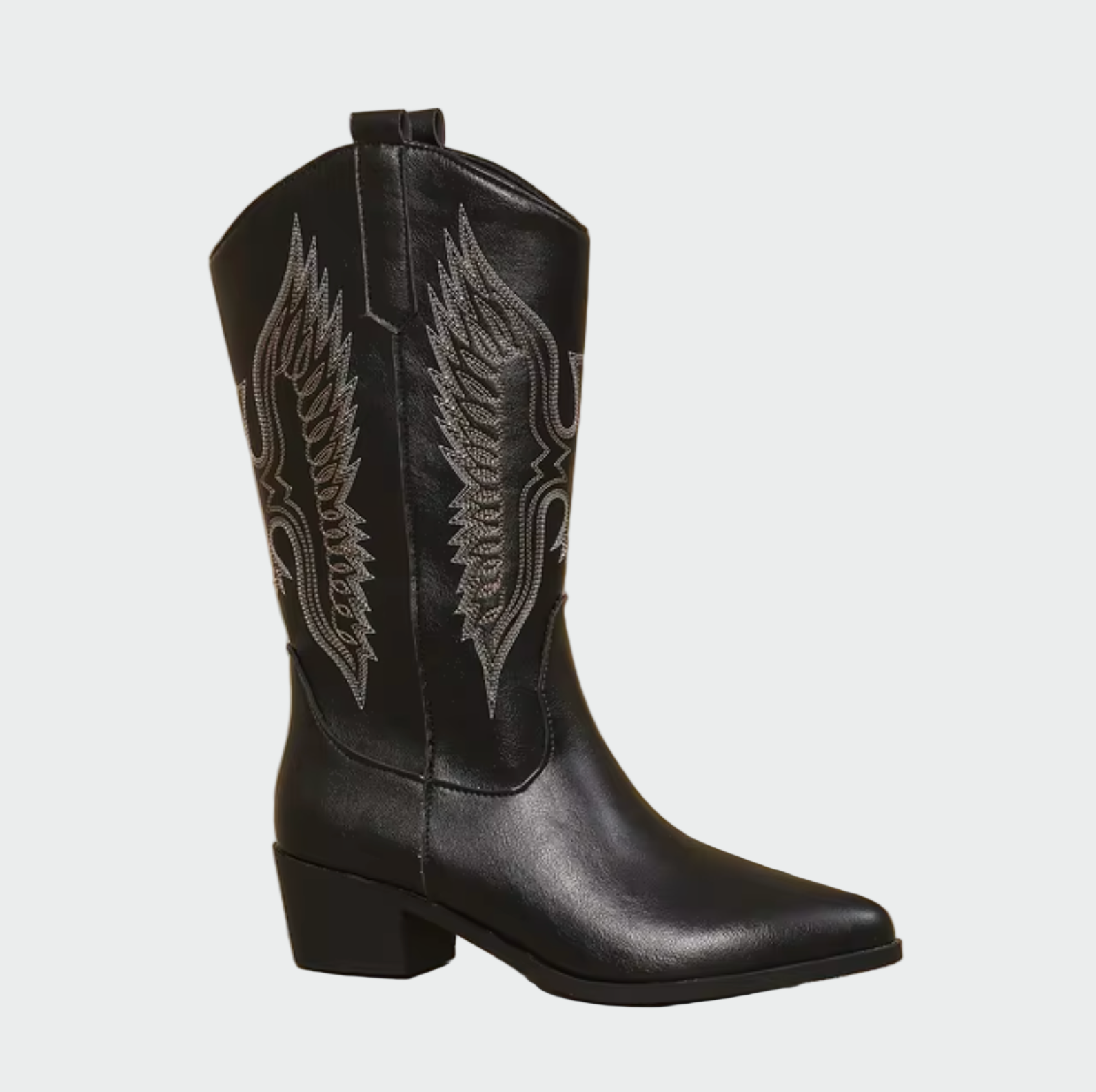 Damen Cowboy Stiefel Leder Stickerei Schwarz Braun Weiß Western — Image 4