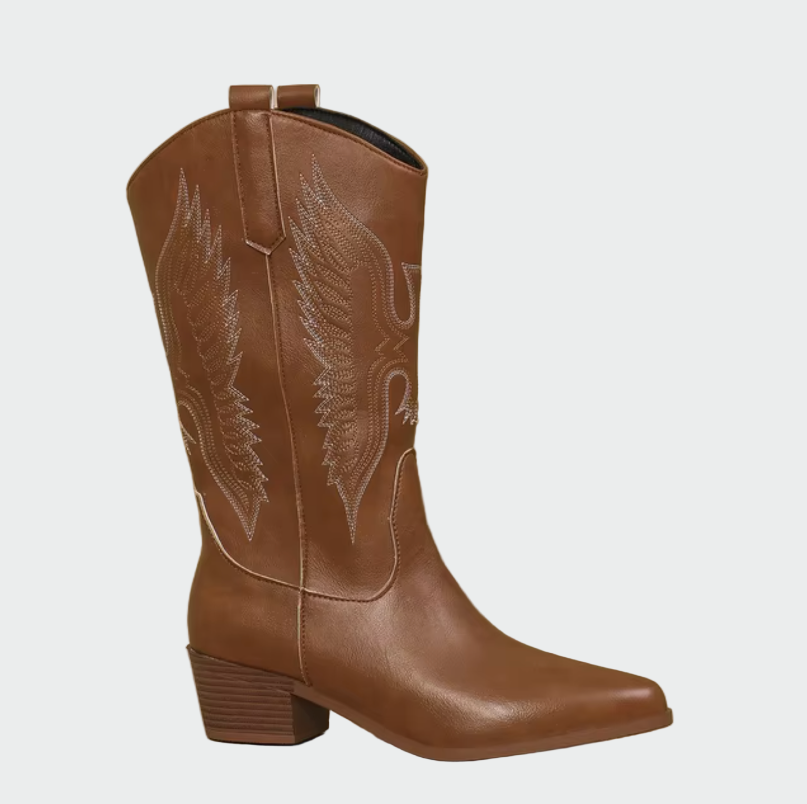Damen Cowboy Stiefel Leder Stickerei Schwarz Braun Weiß Western — Image 3