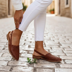 Geflochtene Leder Slingback Sandalen Damen Braun Blau Beige Komfort Sommer — Image 2
