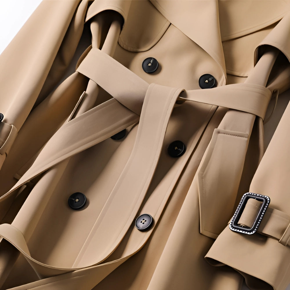 Marke Damen Trenchcoat Klassischer Stil, Wasserabweisend, mit Gürtel — Image 8