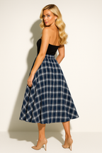 Marke Trägerloses Kleid mit Karomuster, knielang, elegant — Image 6