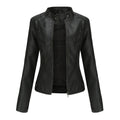 Marke Damen Bikerjacke Kunstleder Reißverschluss Stehkragen — Image 2