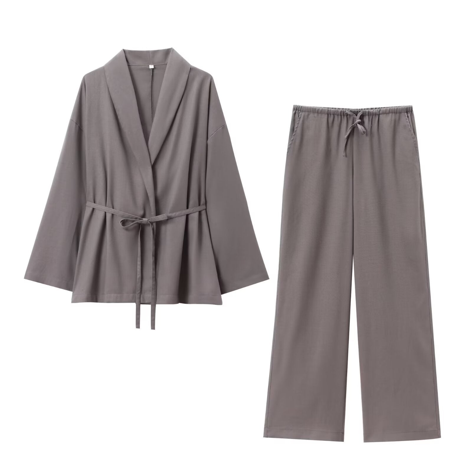 Marke Damen Lounge-Anzug aus Leinen mit Gürtel, Beige — Image 10