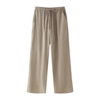 Marke Damen Lounge-Anzug aus Leinen mit Gürtel, Beige — Image 6