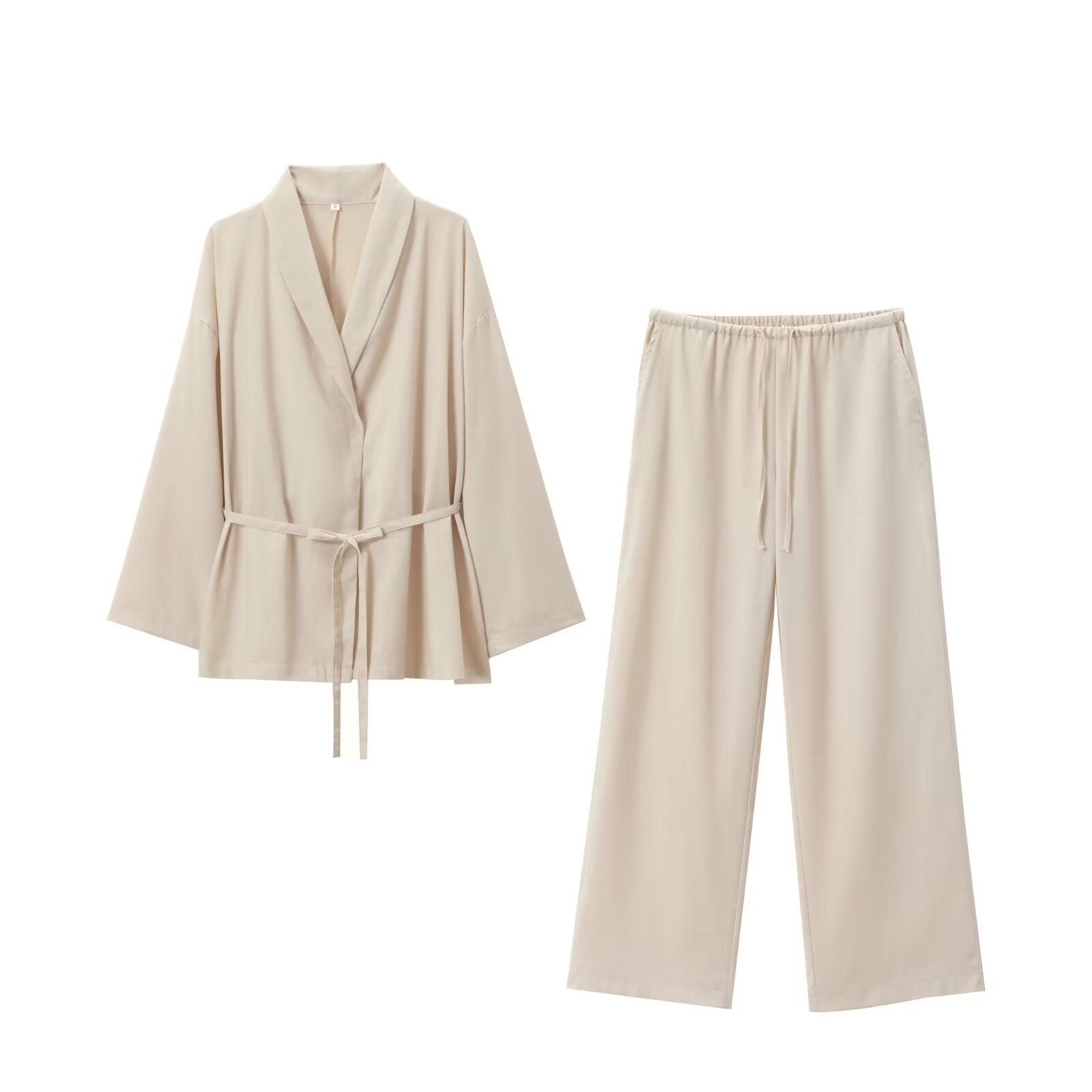 Marke Damen Lounge-Anzug aus Leinen mit Gürtel, Beige — Image 7
