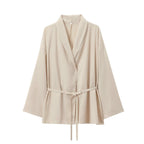 Marke Damen Lounge-Anzug aus Leinen mit Gürtel, Beige — Image 8
