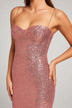 Marke Paillettenkleid mit Ketten-Trägern, figurbetont, glamourös — Image 3