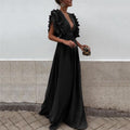 Marke Maxikleid mit Rüschenärmeln und V-Ausschnitt, elegant und vielseitig — Main Image