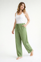 Marke Damen-Leinenhose mit elastischem Bund und Taschen — Image 3