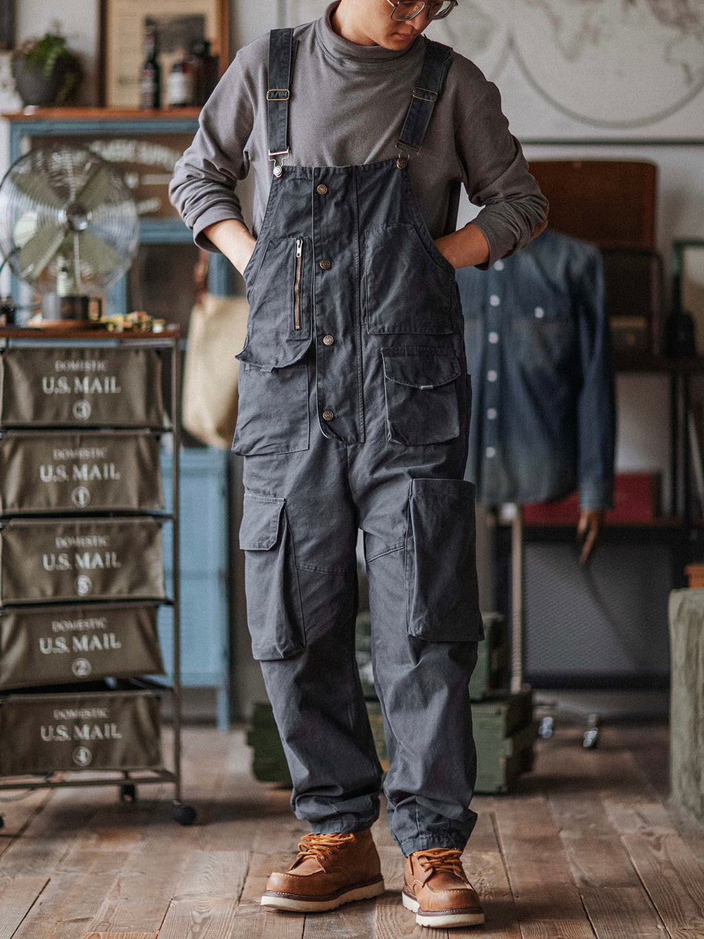 Jesolice Herren Latzhose | Robustes Baumwoll-Canvas, 10 Taschen, Praktisch