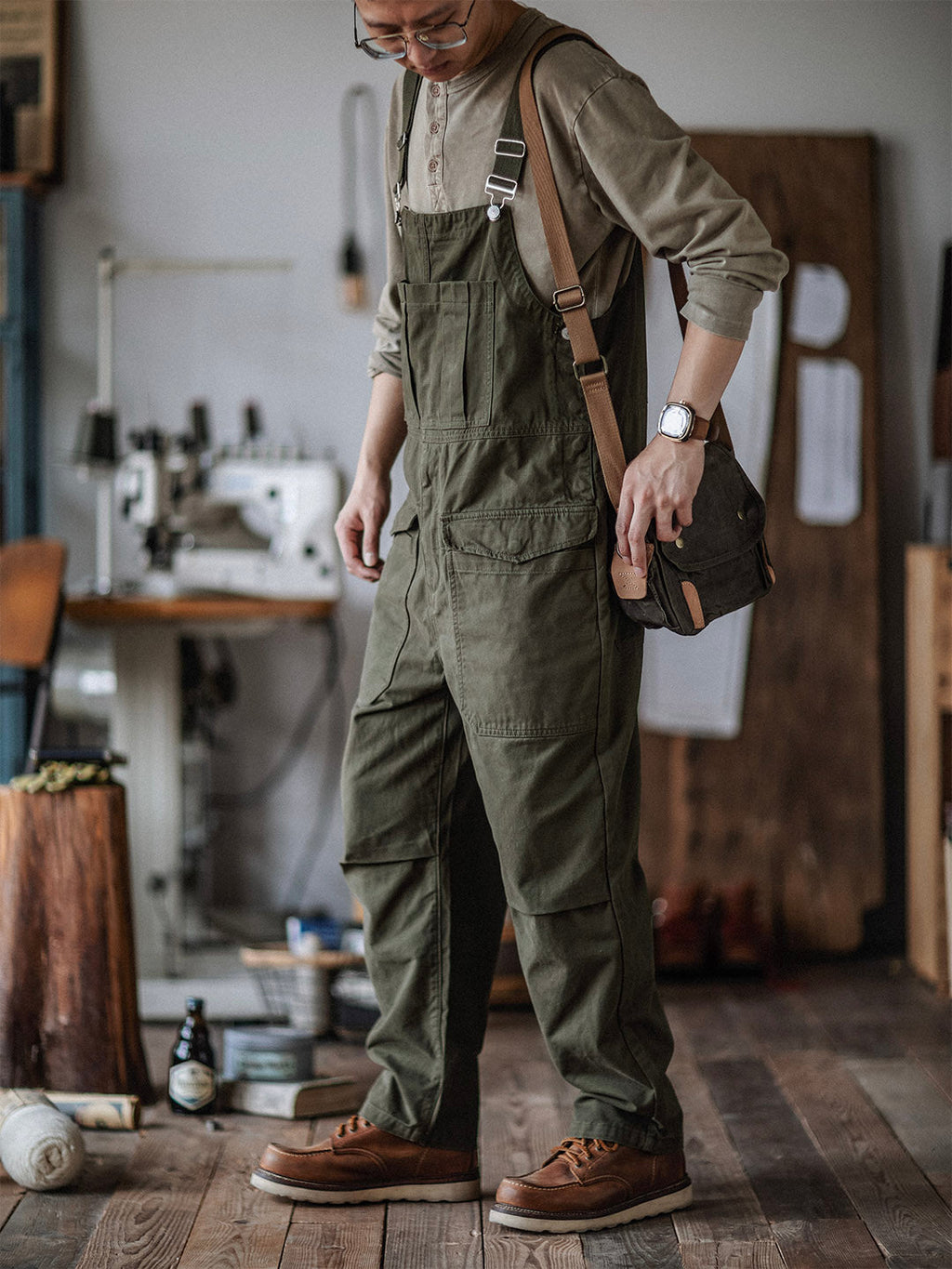 Jesolice Herren Latzhose | Schwerer Baumwollstoff, Bequeme Passform, Robuste