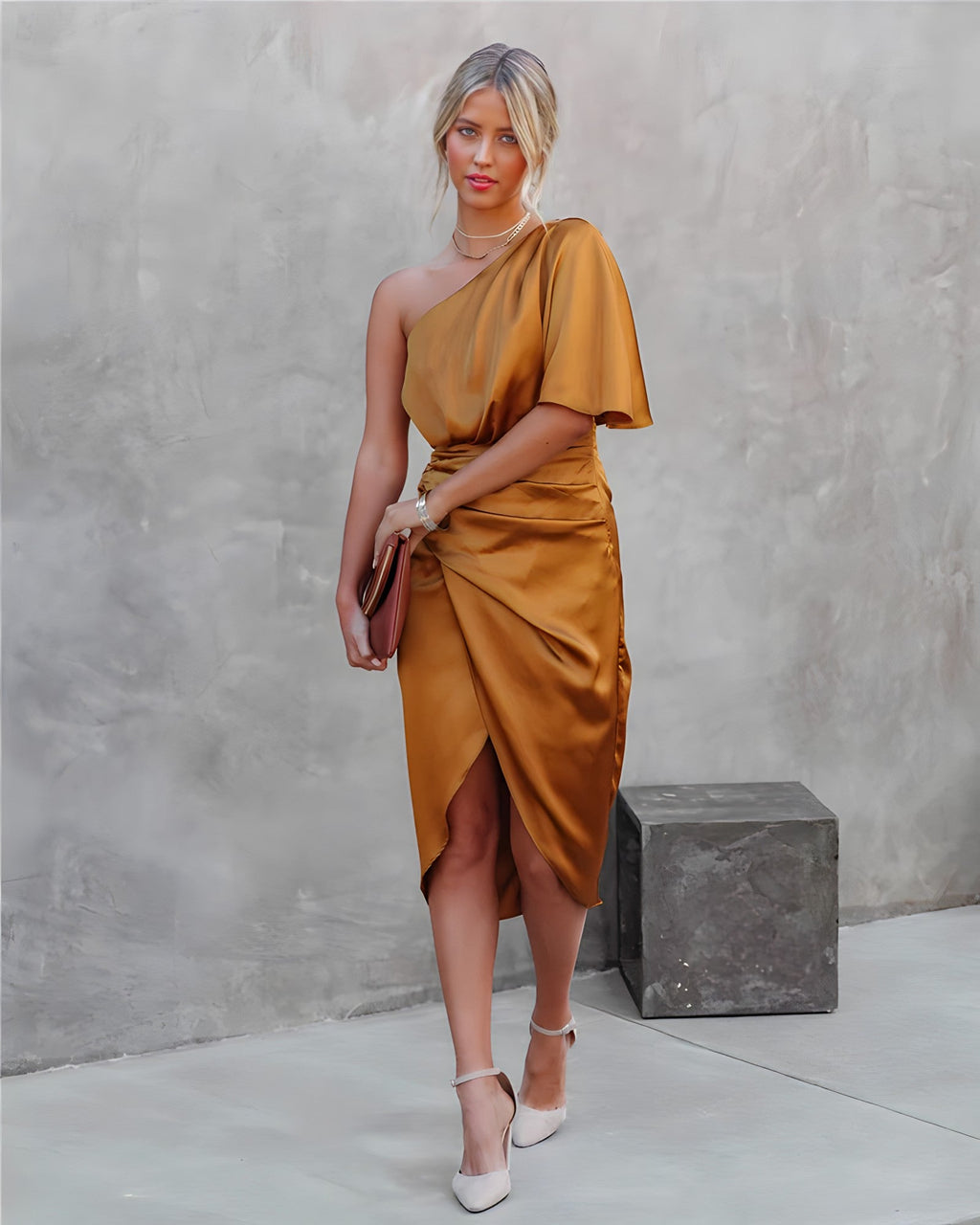 Marke One-Shoulder-Kleid Elegantes Design in verschiedenen Farben — Image 18
