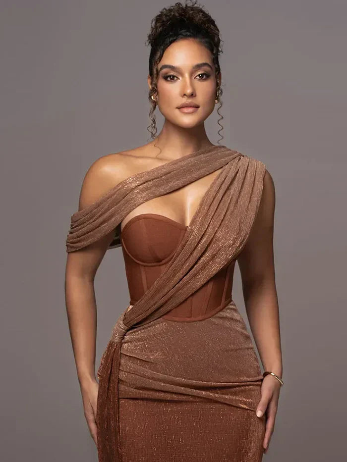 Marke Abendkleid Asymmetrisch Korsett Design — Image 4