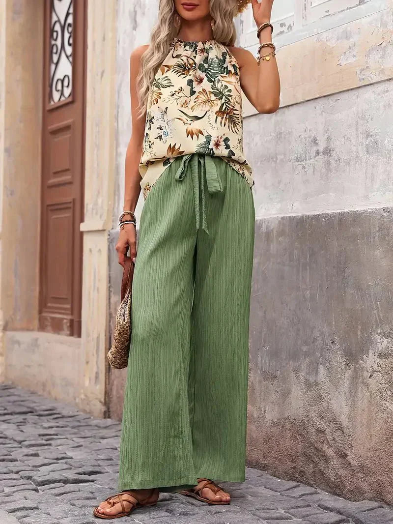 Damen Sommer Set mit floralem Blusentop und weiter Hose, lässig — Image 10