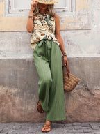 Damen Sommer Set mit floralem Blusentop und weiter Hose, lässig — Image 12