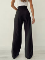 Marke Damen-Hose mit hoher Taille und weitem Bein, Beige und Schwarz — Image 7