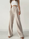 Marke Damen-Hose mit hoher Taille und weitem Bein, Beige und Schwarz — Main Image