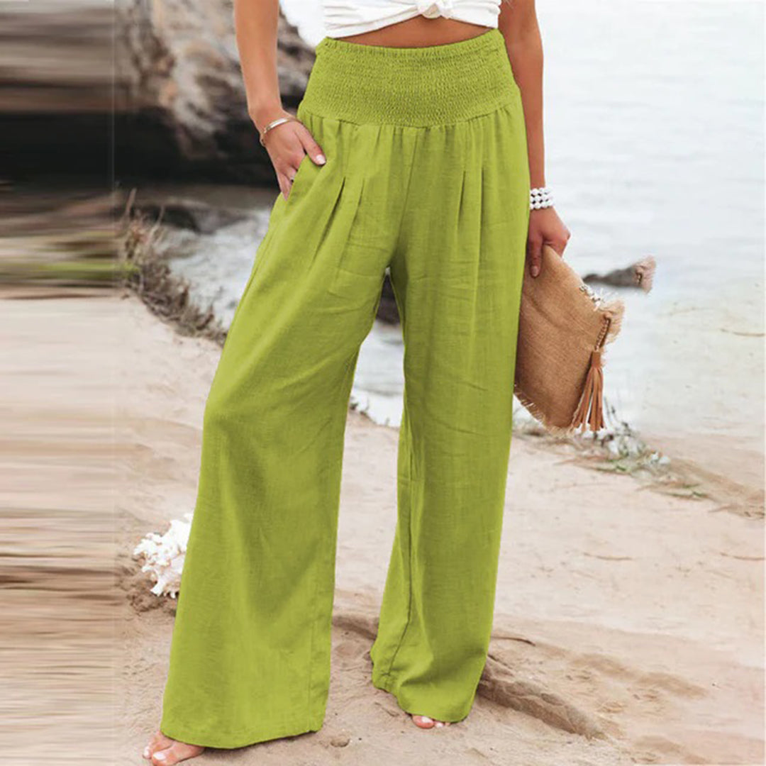 Marke Leinenhose Damen Weit Bein Elastischer Bund — Image 4