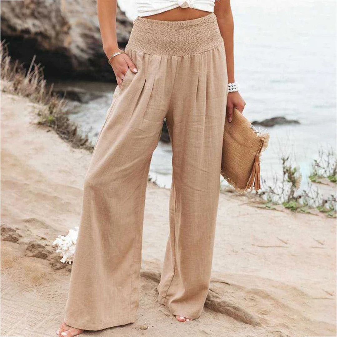 Marke Leinenhose Damen Weit Bein Elastischer Bund — Image 6
