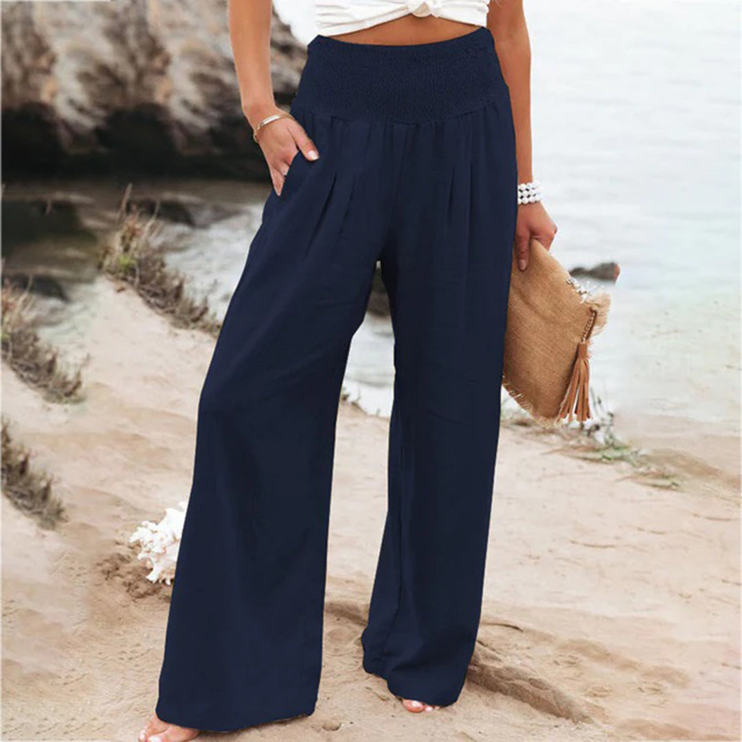 Marke Leinenhose Damen Weit Bein Elastischer Bund — Image 7