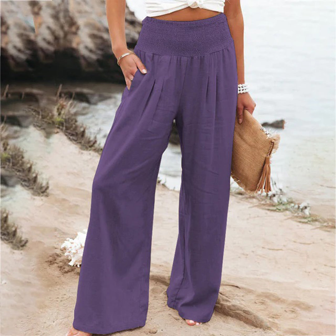 Marke Leinenhose Damen Weit Bein Elastischer Bund — Image 8