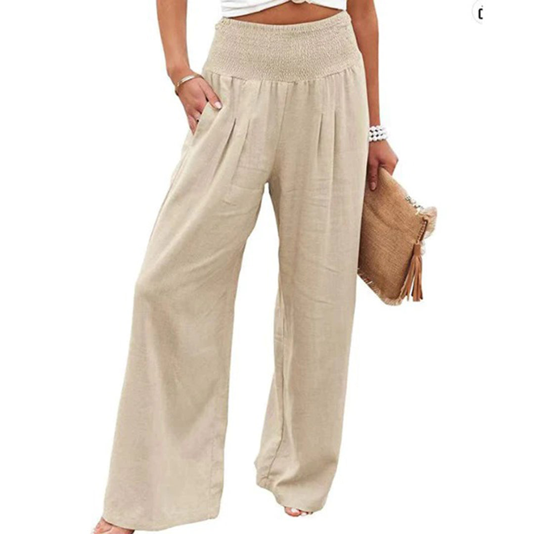 Marke Leinenhose Damen Weit Bein Elastischer Bund — Image 9