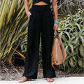 Marke Leinenhose Damen Weit Bein Elastischer Bund — Main Image