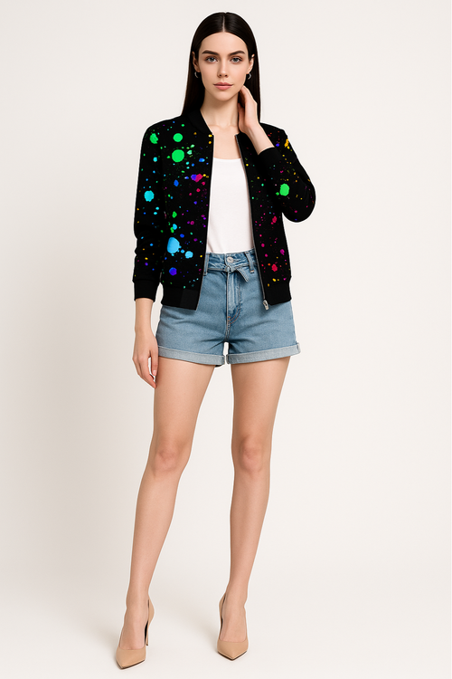 Marke Damen Bomberjacke mit vielseitigen Mustern, leicht und stilvoll — Image 2