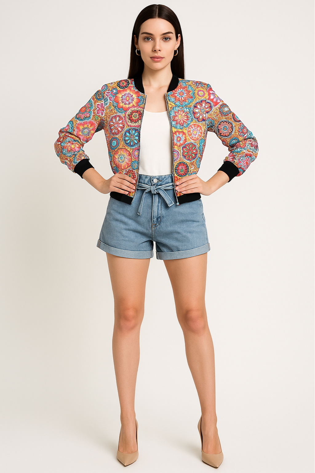 Marke Damen Bomberjacke mit vielseitigen Mustern, leicht und stilvoll — Image 7