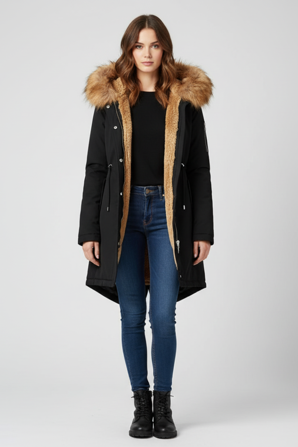 Marke Damen Winterparka mit Kunstfellkapuze, warm gefüttert — Image 5