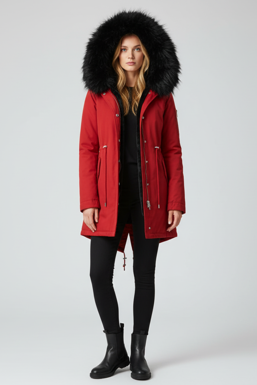Marke Damen Winterparka mit Kunstfellkapuze, warm gefüttert — Image 6