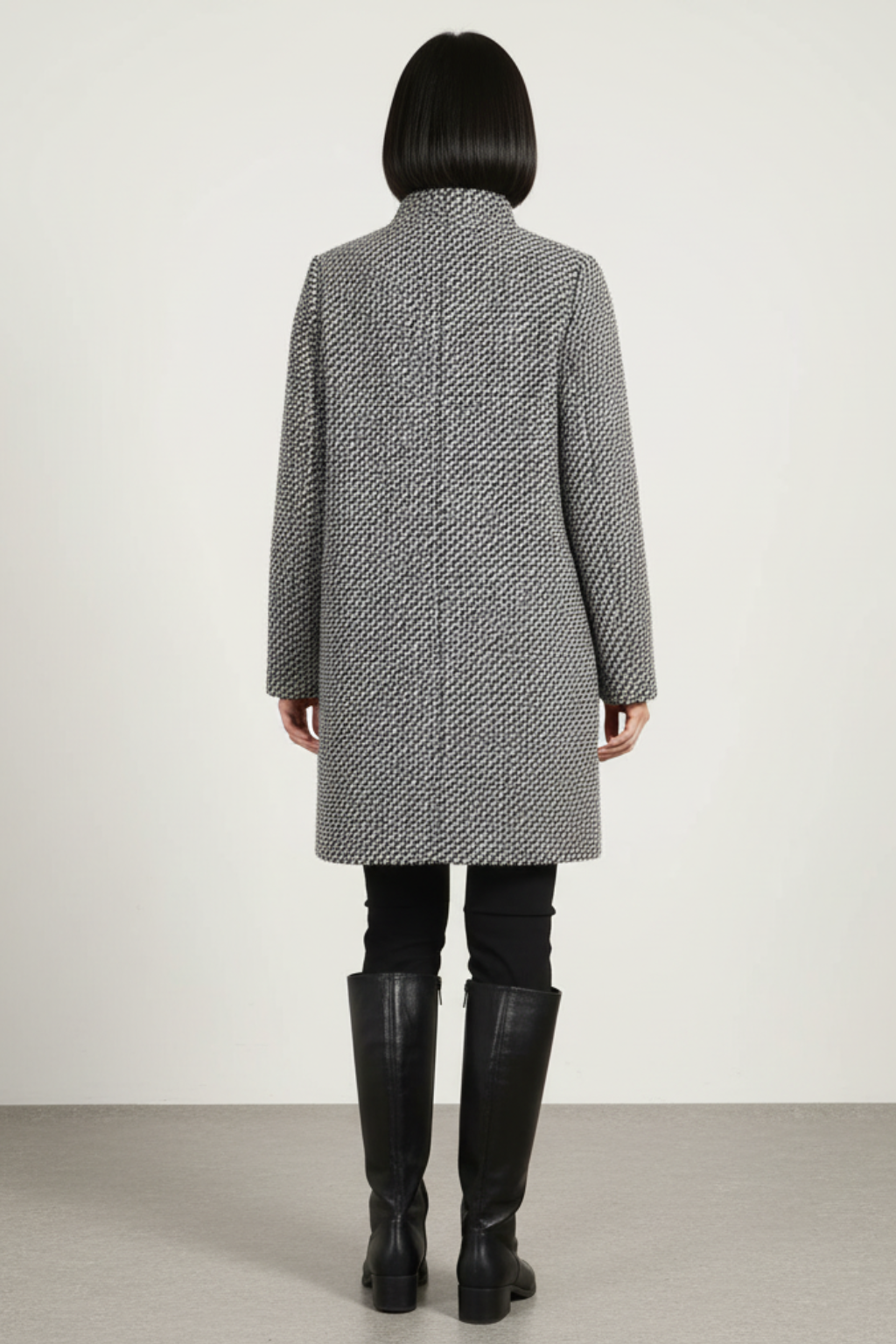 Damen Wintermantel aus Wollmischung Einreihiger Eleganter Langmantel