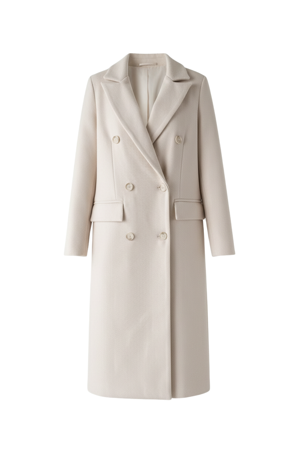 Marke Damen-Wollmantel Doppelt Geknöpft, Mittellang, Beige, Schwarz, Camel — Main Image