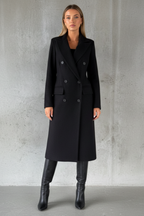 Marke Damen-Wollmantel Doppelt Geknöpft, Mittellang, Beige, Schwarz, Camel — Image 5
