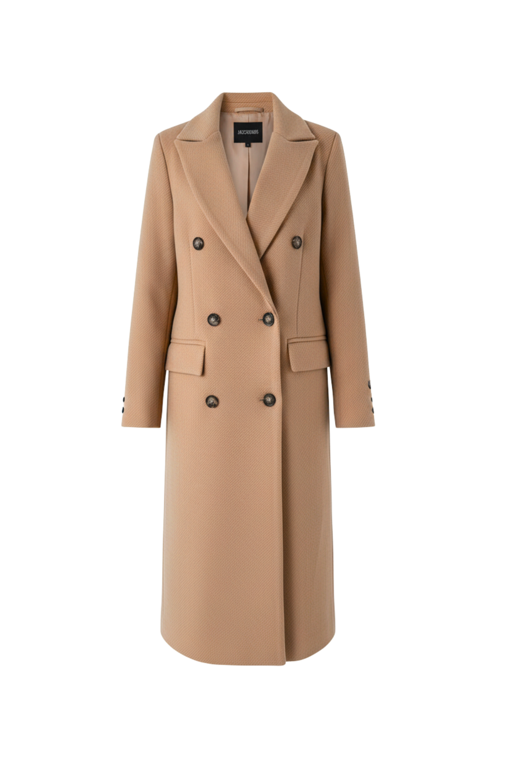Marke Damen-Wollmantel Doppelt Geknöpft, Mittellang, Beige, Schwarz, Camel — Image 3
