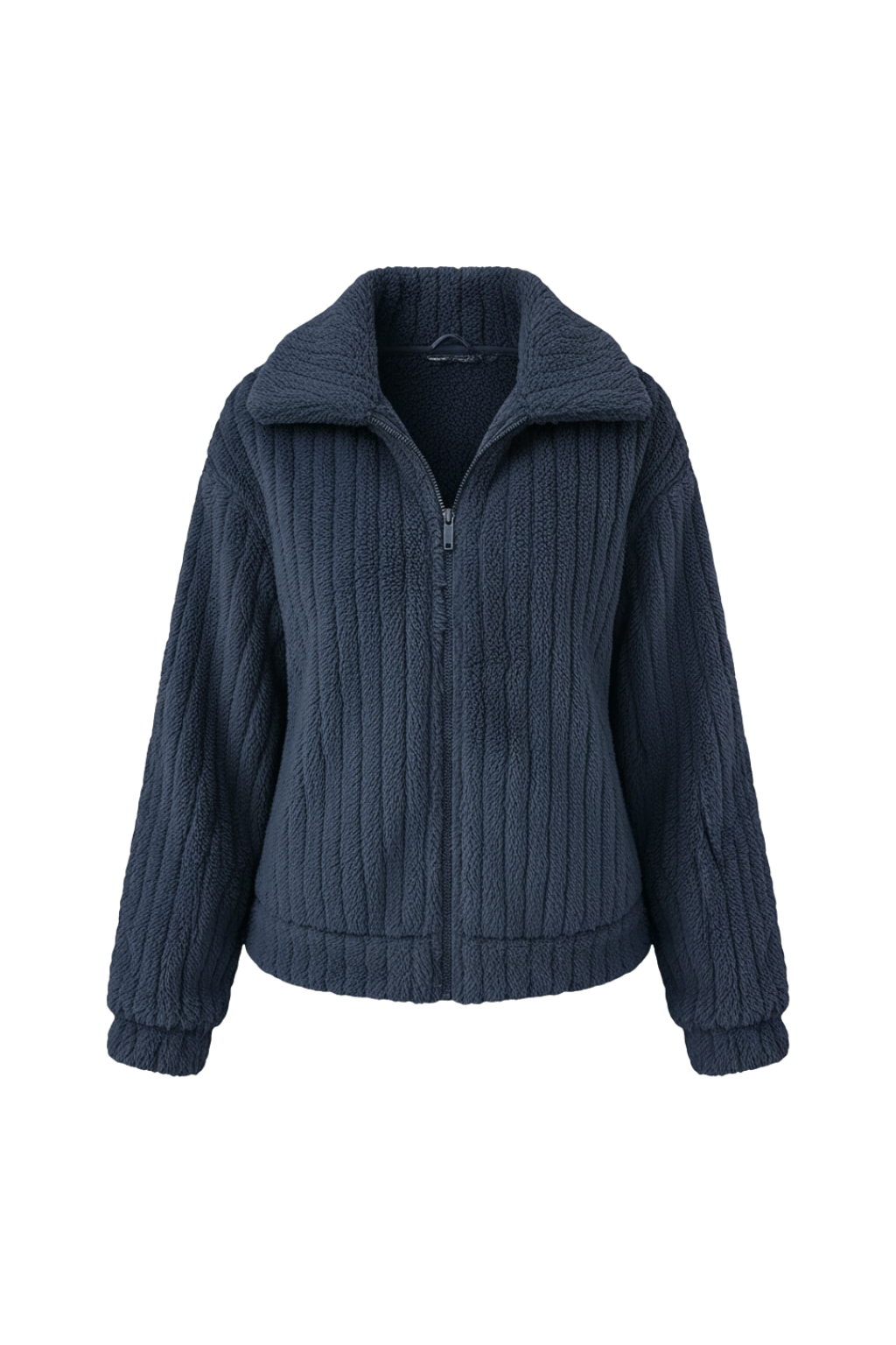 Marke Damen-Strickjacke mit Reißverschluss, gerippt, beige — Image 2