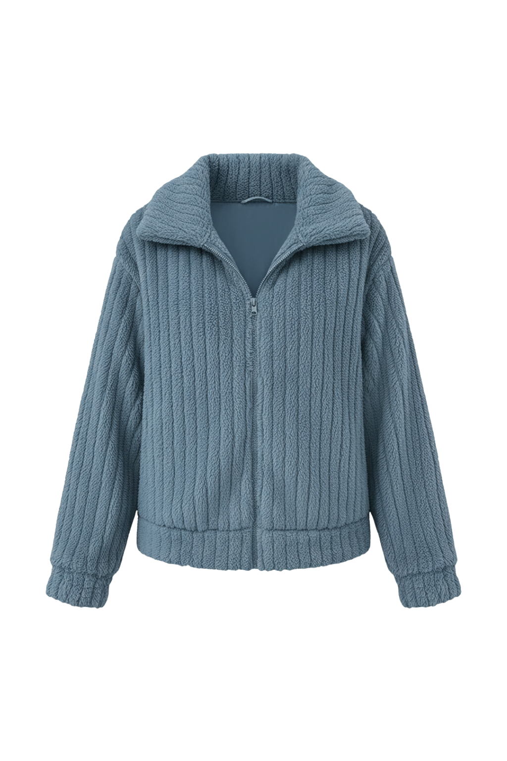 Marke Damen-Strickjacke mit Reißverschluss, gerippt, beige — Image 3