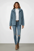 Marke Damen-Strickjacke mit Reißverschluss, gerippt, beige — Image 8