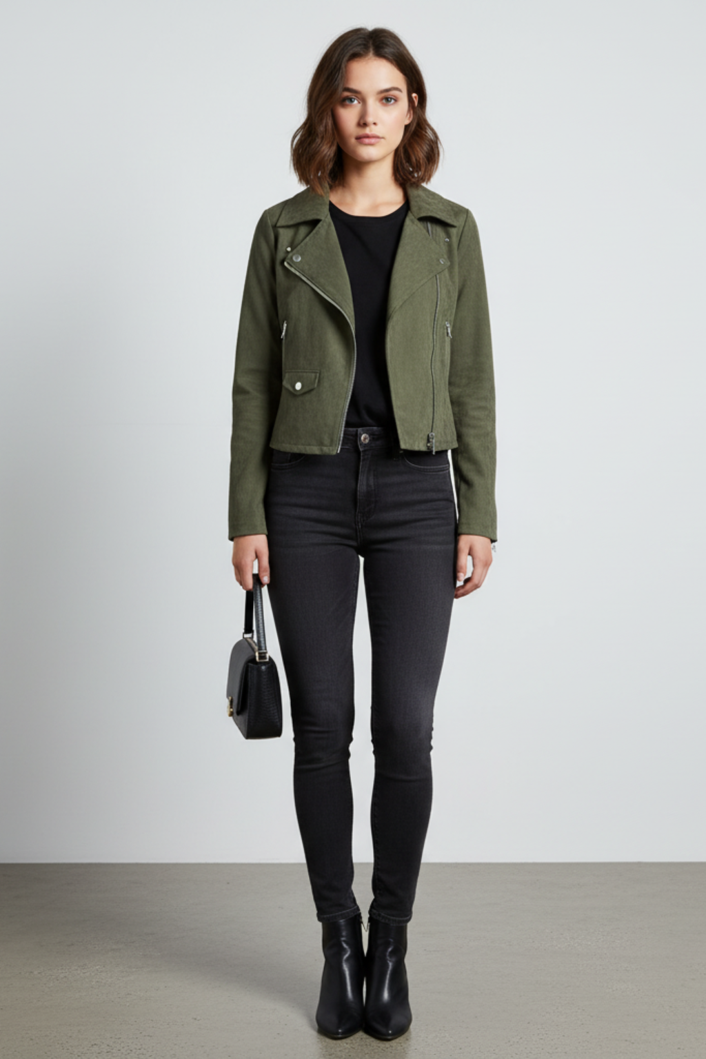 Marke Damen Bikerjacke Wildlederimitat mit Reißverschluss — Image 6