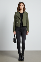 Marke Damen Bikerjacke Wildlederimitat mit Reißverschluss — Image 6