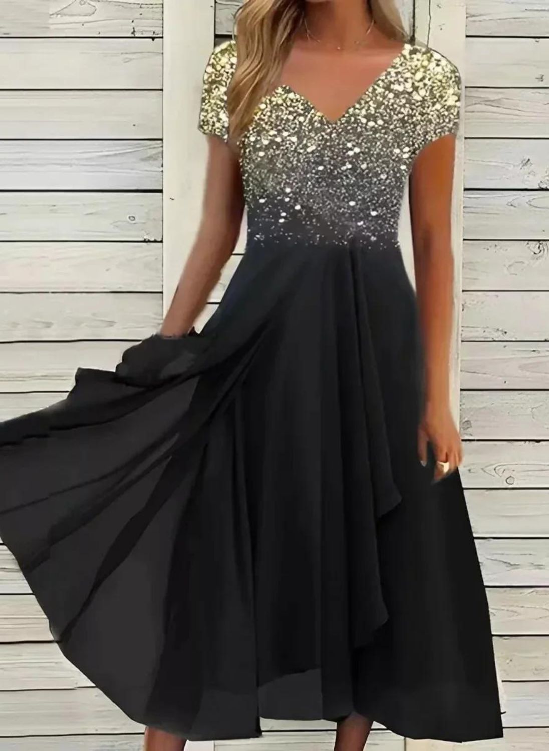 Abendkleid mit Pailletten in Schwarz oder Blau — Image 3
