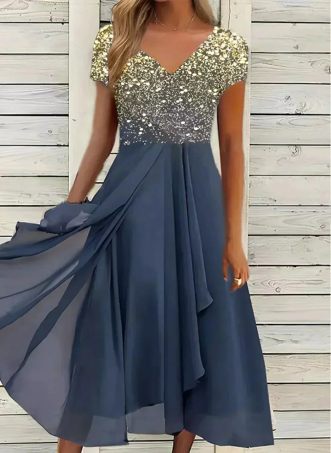 Abendkleid mit Pailletten in Schwarz oder Blau — Image 6