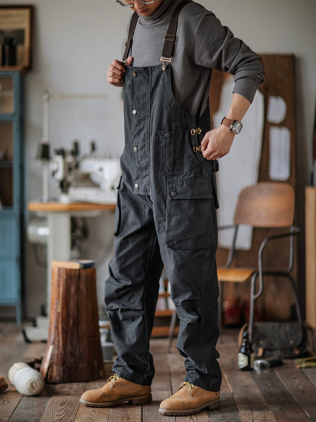 Benny Herren Latzhose | Robuste Canvas Arbeitskleidung, Schmaler Schnitt, Praktisch — Main Image