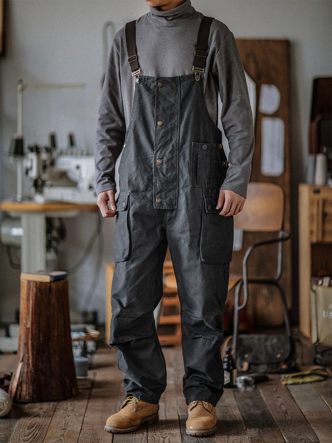 Benny Herren Latzhose | Robuste Canvas Arbeitskleidung, Schmaler Schnitt, Praktisch — Image 2