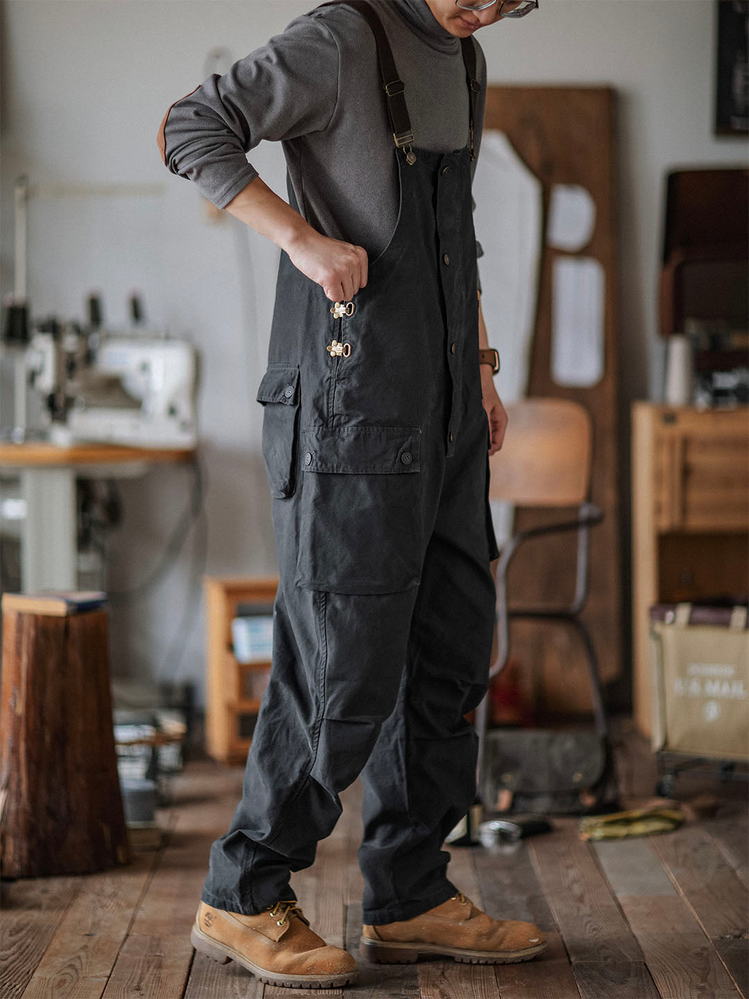 Benny Herren Latzhose | Robuste Canvas Arbeitskleidung, Schmaler Schnitt, Praktisch — Image 4