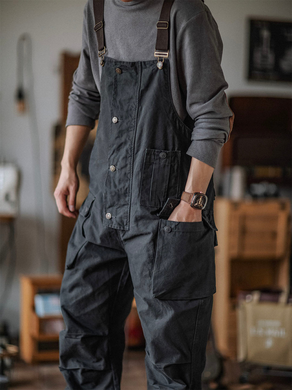 Benny Herren Latzhose | Robuste Canvas Arbeitskleidung, Schmaler Schnitt, Praktisch — Image 5